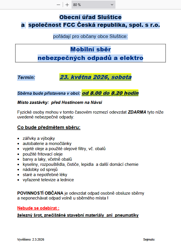 mobilní sběr nebezpečného odpadu